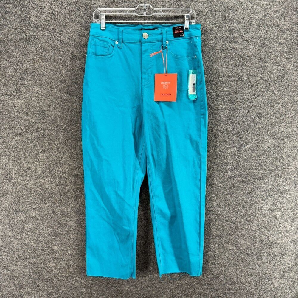 New One 5 One Jeans Women 6 Blue Denim Medium High Rise Crop Straight Stitch Fix